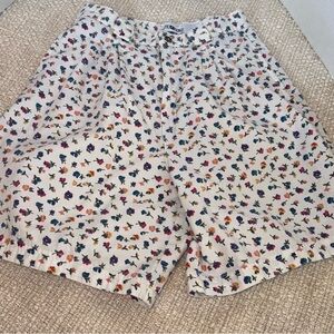 Vintage Floral High Waisted Pleated Shorts Size 12